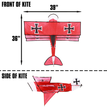 Windnsun Super Size 3D Nylon Kite, Aircraft Red Baron, 39 Inches Wide