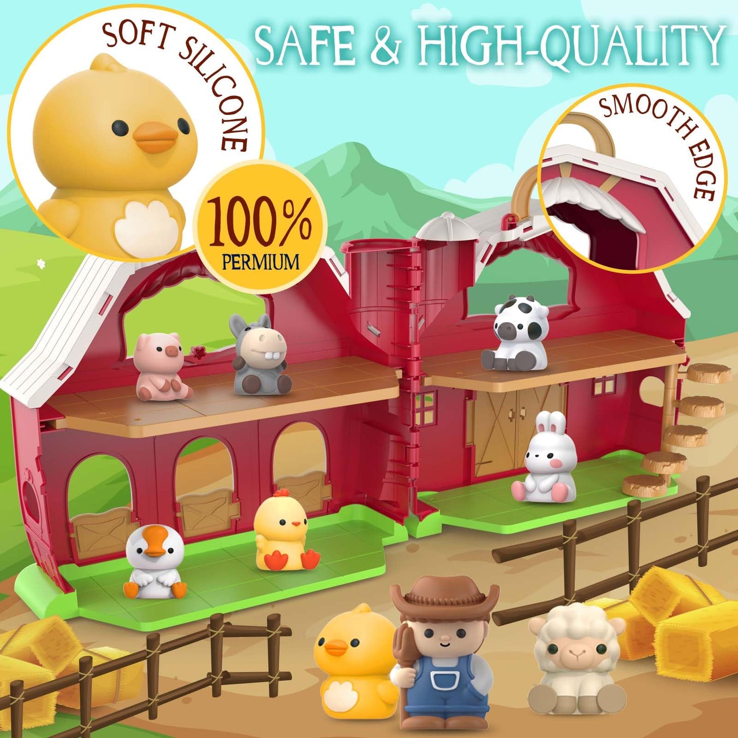 Toddler Toys For 1 2 3 Years Old Boys And Girls, Big Barn Toy With Farm Animal, Toddler Educational Montessori Toys, Farm Pretend Playset Toy, Christmas Birthday Gift For Toddler Baby Boys Girls