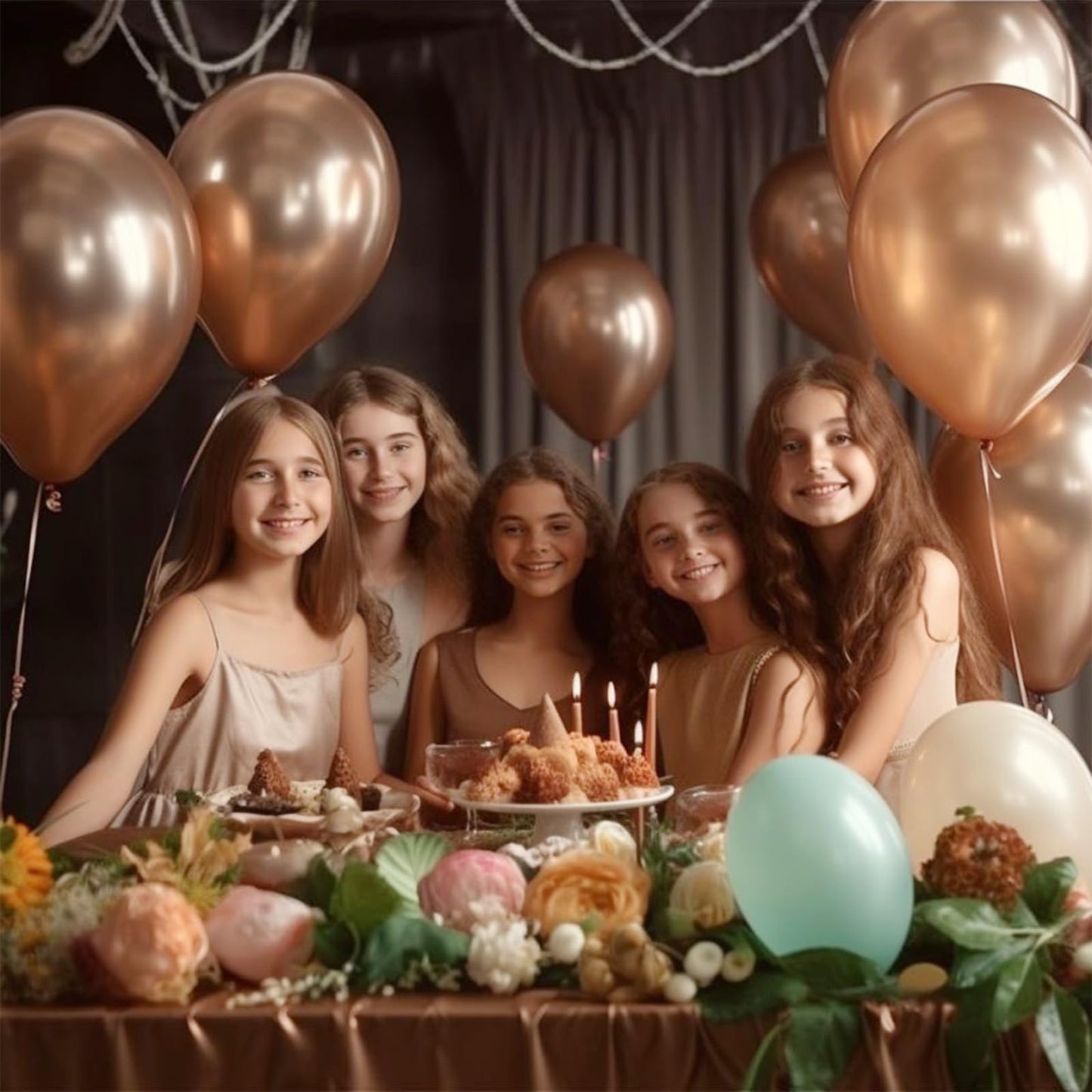 Metallic Rose Gold Balloons,100 Pcs 12 Inch Metallic Rose Gold Latex Balloons, Metallic Rose Gold Balloons For Party Decoration,