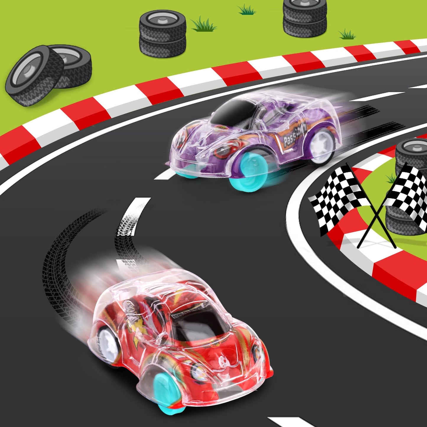 Adecortalk 36 Pcs Mini Pull Back Cars Set - Colorful Racing Car Party Favors for Kids, Toddlers, Goodie Bags, Ages 3-8