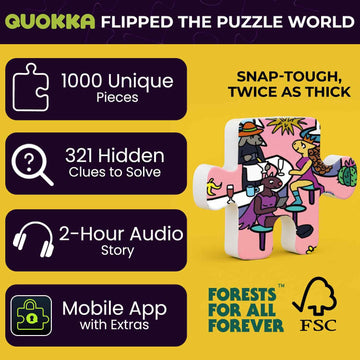 QUOKKA 1000 Piece Puzzle for mature-themeds and Teens - Desert Whirl mature-themed Jigsaw Puzzles with Hidden Secrets & Audio Story - Detailed Visual Puzzle Game for Focus & Relaxation with Twist - FSC Certified Gift