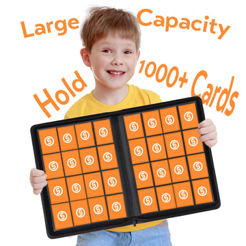 1000+ Pockets Trading Card Binder enhanced 16 Pocket Card Binder Ringless Side Loading Collection Album Holder Folders for MTG TCG Game Cards & Sports Cards (Black)