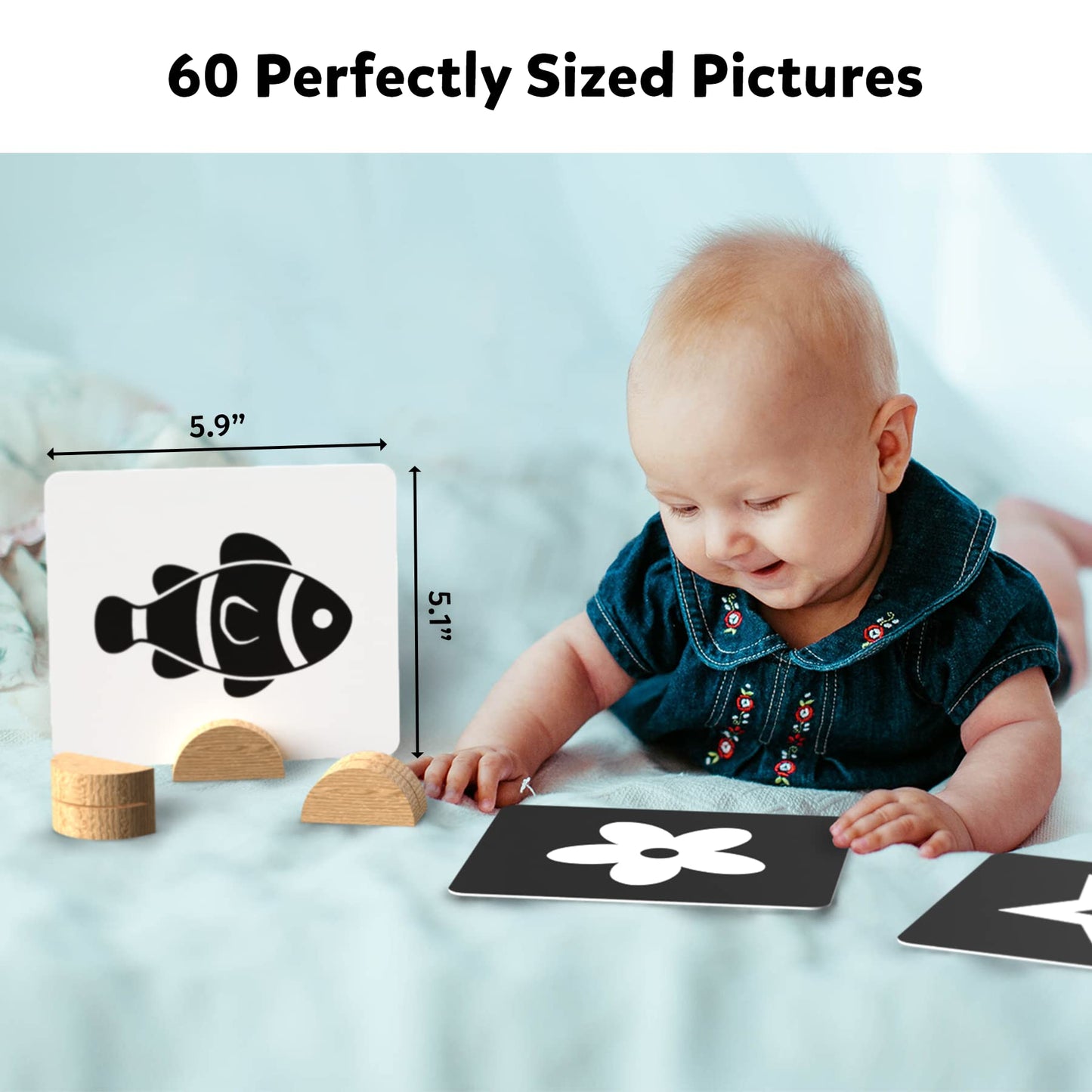 Skillmatics Large Flash Cards For Babies & Infants - High Contrast, Newborn Visual Stimulation & Sensory Development For 0 To 12 Months, 60 Pictures, Gifts, Travel Friendly