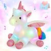 Cozyworld 16.5'' White Light Up Musical Unicorn Stuffed Animal Glowing Singing Soft Plush Toys Decor Birthday Christmas Children