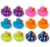 Cool Rubber Ducks (2') Standard Size. (12 Pack) Cute Duck Bath Tub Pool Toys. (Multi-Color Pattern Rubber Squicky Duckies)