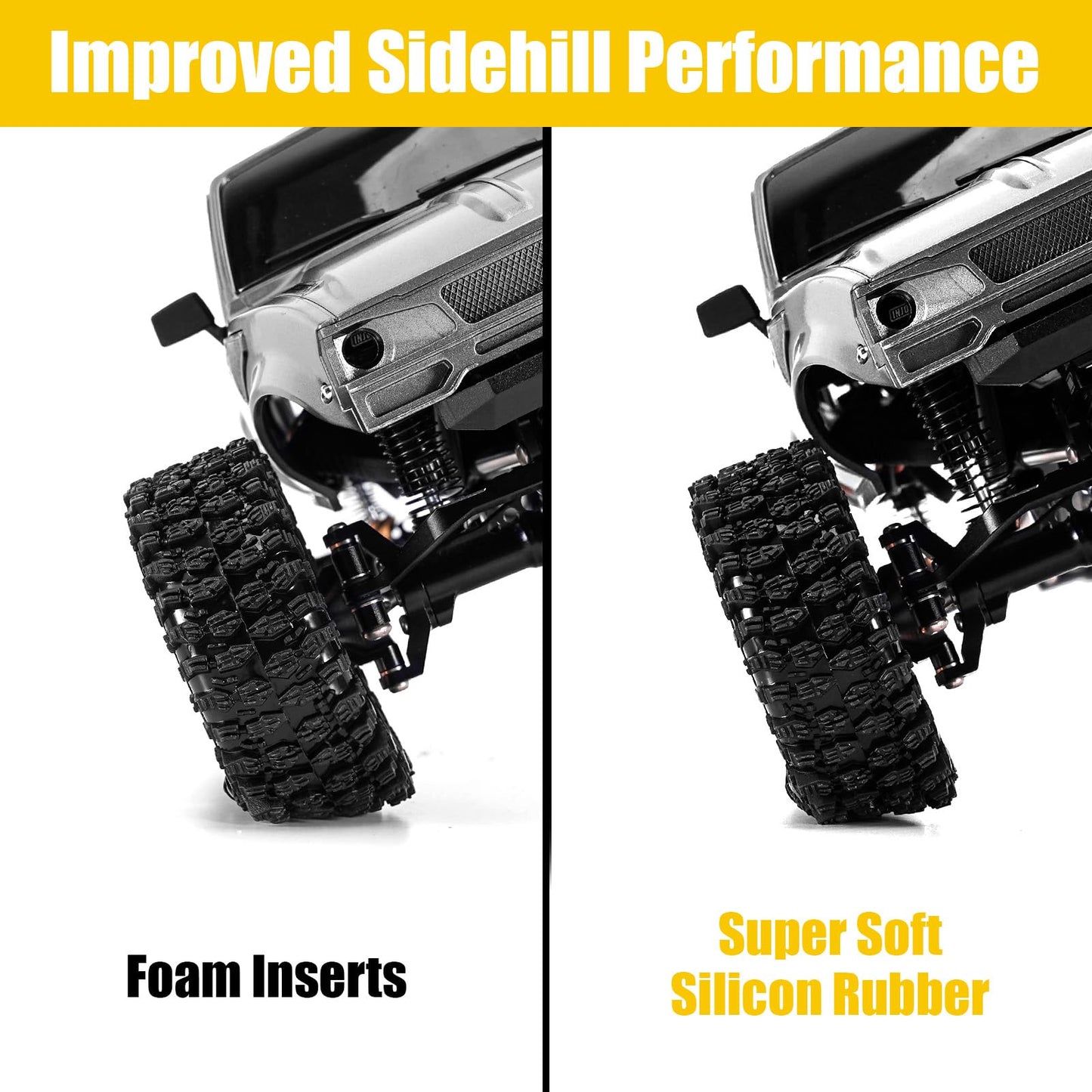 INJORA 1.0 Silicone Rubber Inserts and S5 Rock Terrain Crawler Tires for TRX4M SCX24 1/18 1/24 RC Crawler Car Upgrade