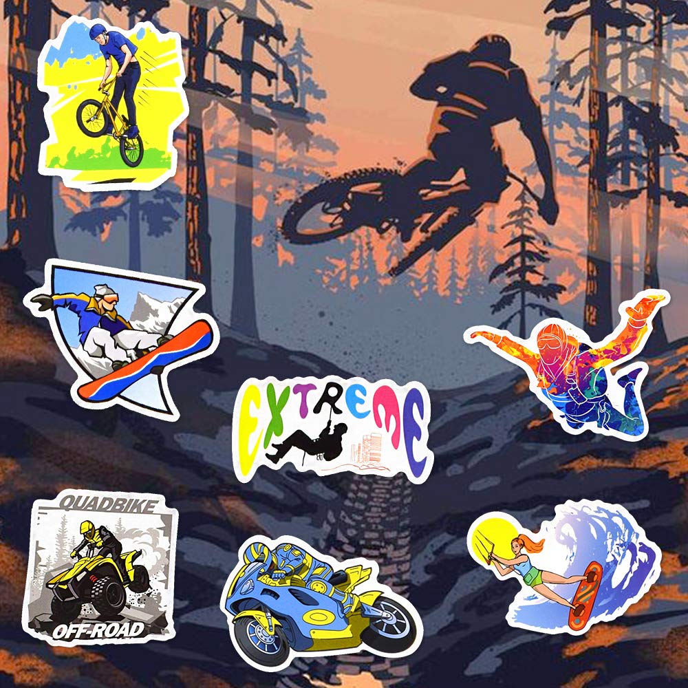 Sport Stickers For Kids Water Bottles Stickers For Teens Waterproof Stickers Vinyl Laptop Stickers Pack (50 Pcs)