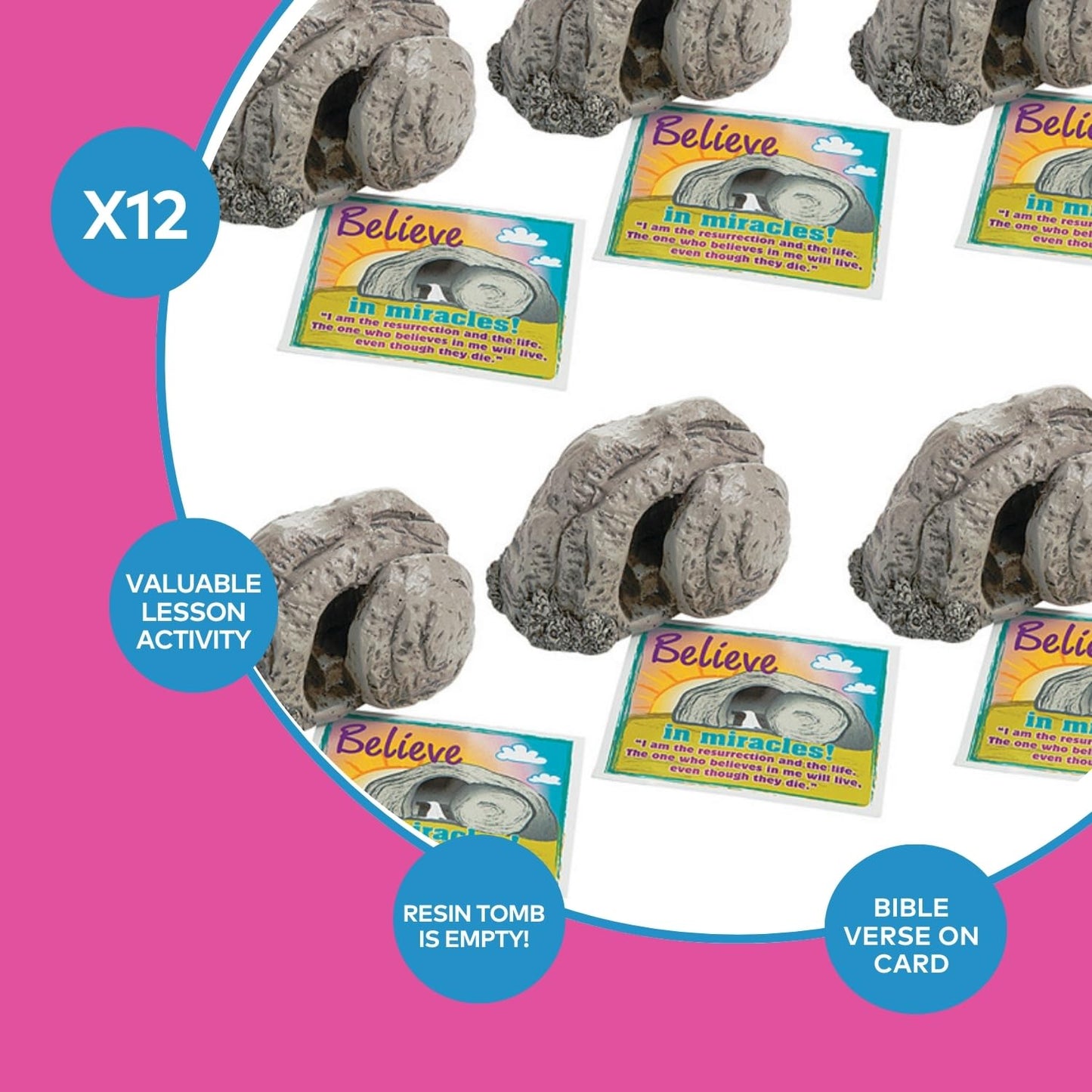 Fun Express Mini Tomb Handouts With Card - 12 Pieces - Great For Sunday School And Easter