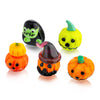 H&D Hyaline & Dora Set Of 5 Blown Glass Pumpkin Figurines, Mini Cute Glass Spooky Pumpkin Handmade Glass Pumpkin For Halloween Carnival Party,Haunted House Tiered Tray Decor