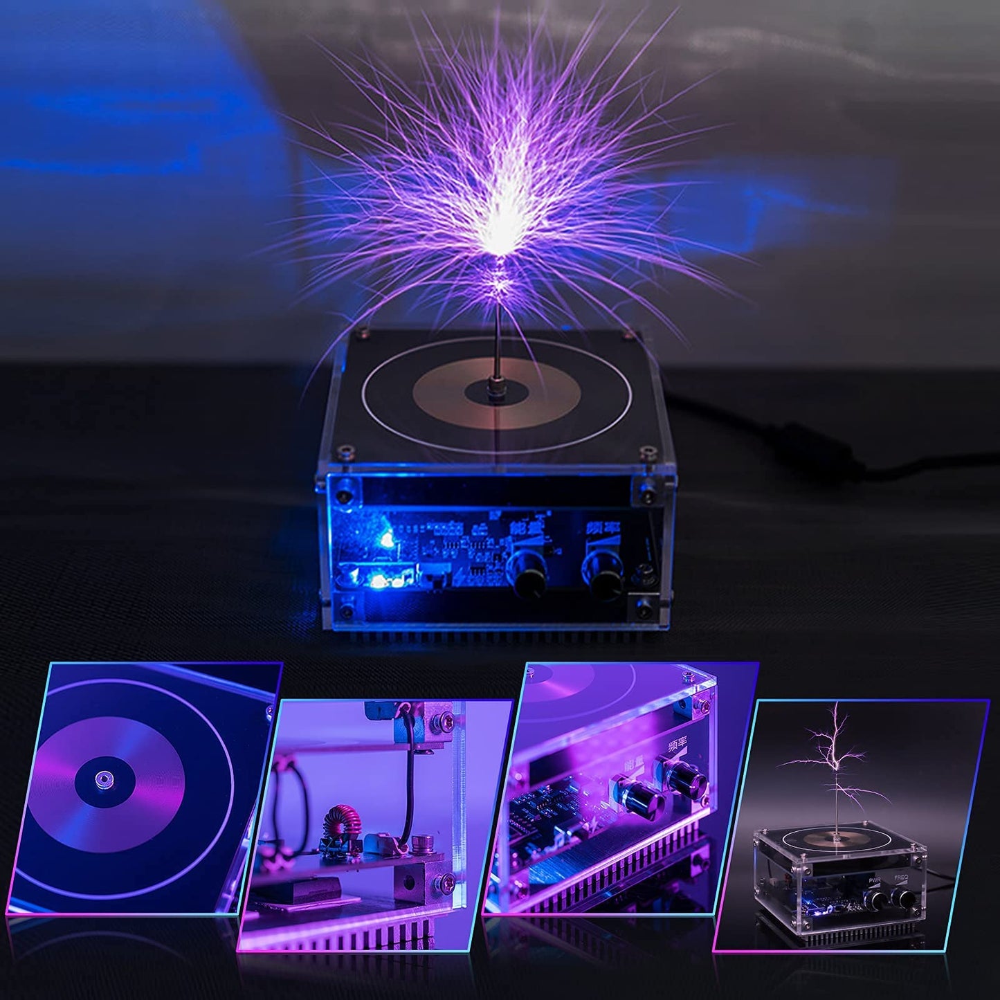 Bluetooth-Compatible Musical Tesla Coil, Pemenol Touchable Artificial Lightning Spark Gap Arc Generator Desktop Decoration Arc Plasma Science Teaching Experiment Model For College High School