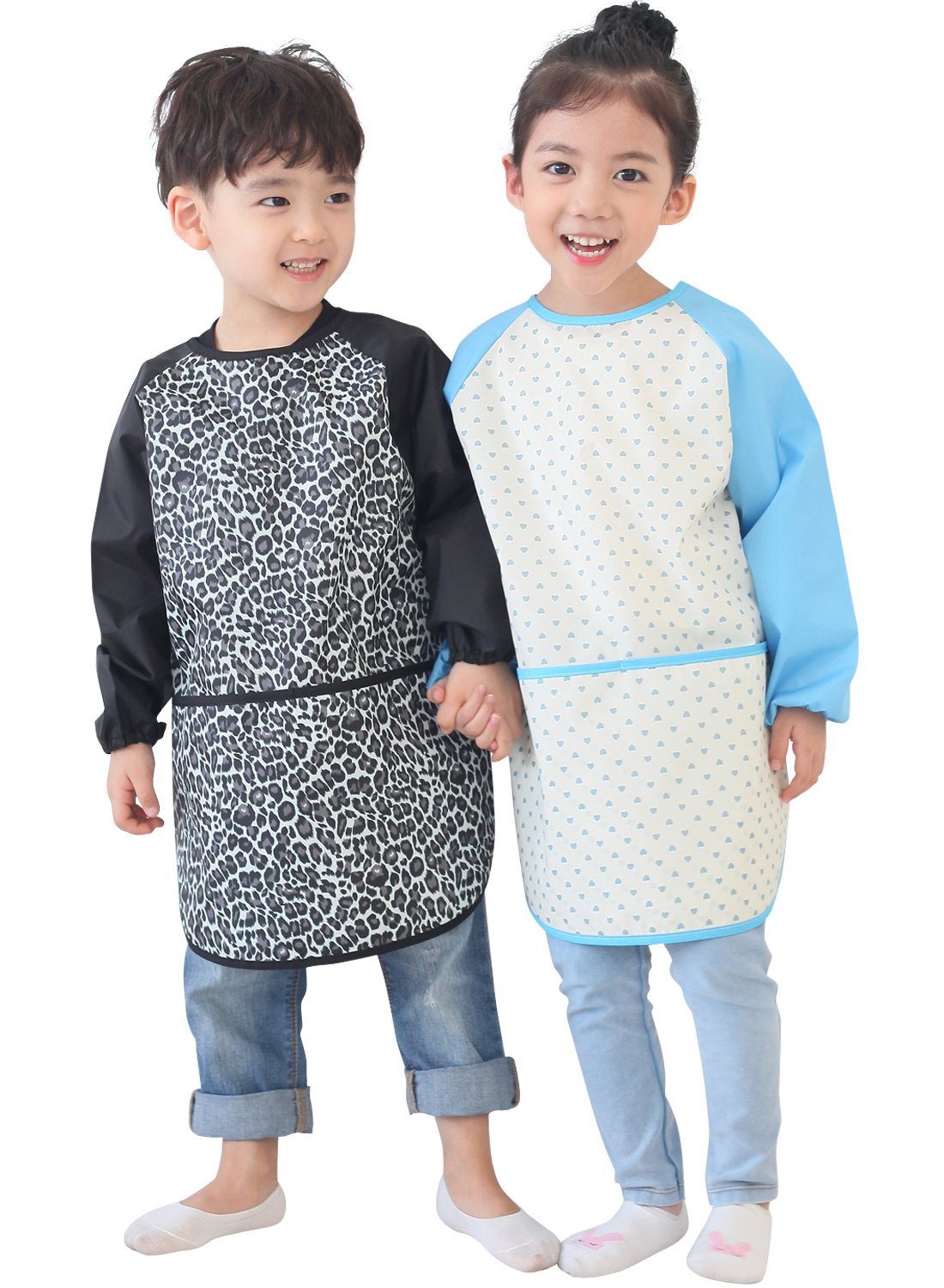 Plie Waterproof Kids Art Smocks 37 Colors (Age 1-10, S-Xxl Size), Black Leopard (32-Xxl)