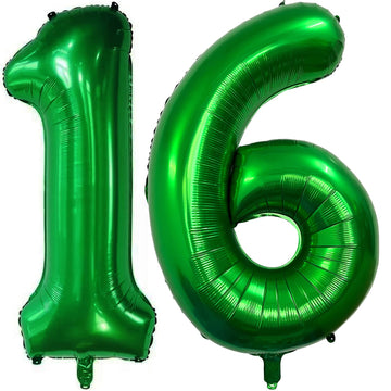 Number 16 Dark Green Balloons 40 Inch Giant Green 16 Numer Foil Helium Balloons For 16Th Green Birthday Party Supplies 16Th Anni