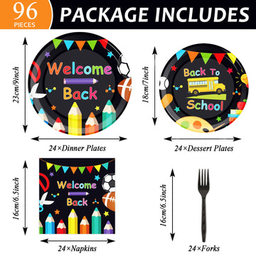96 Pcs Back To School Party Plates And Napkins Party Supplies School Season Tableware Set Back To School Party Decorations Favor