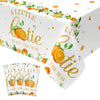 Lianxuia 3 Pcs Little Cutie Tablecloth, 54 * 108 Inch Orange Tablecloth, Fruit Plastic Tablecover For Boys And Girls Birthday Pa