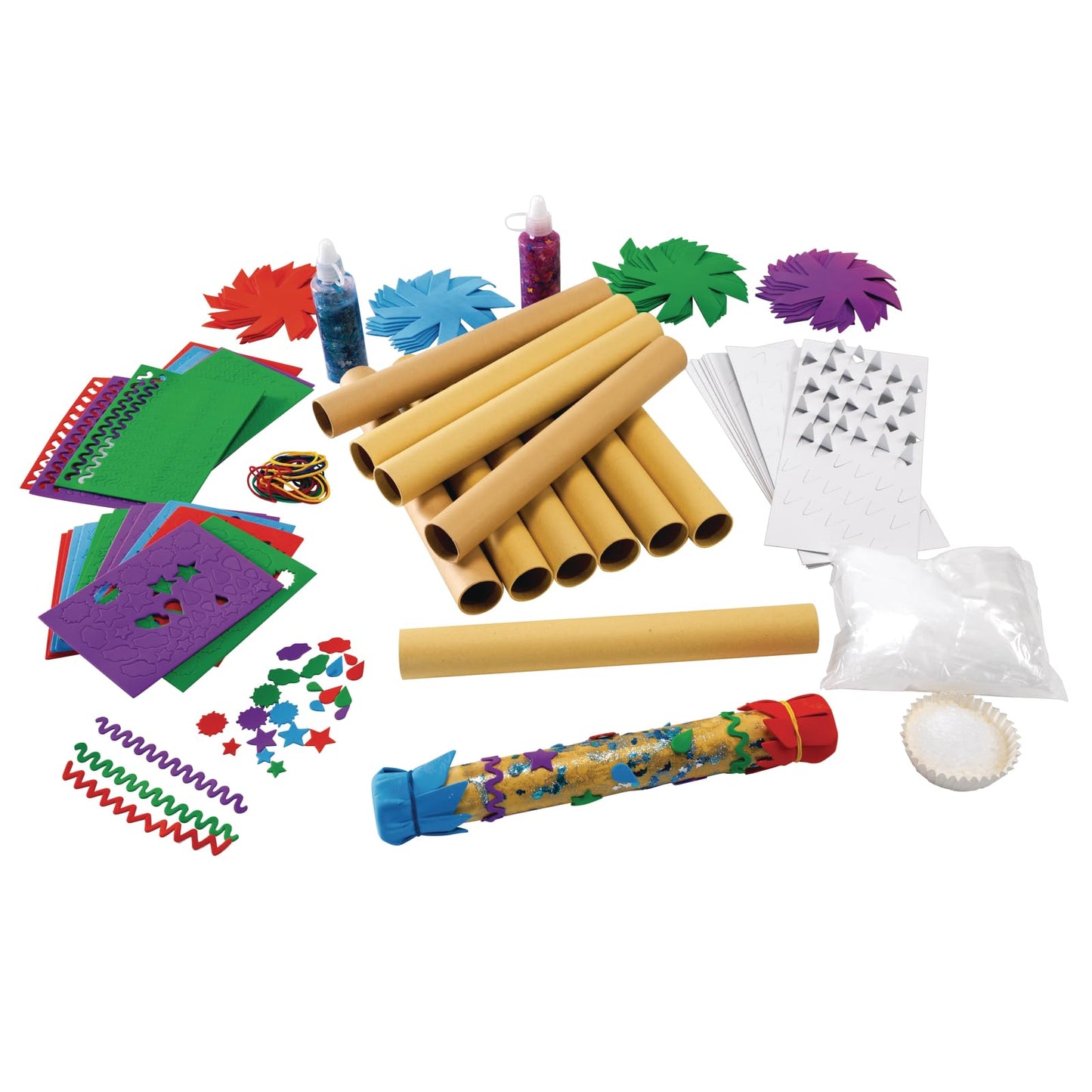 Colorations - RAINKIT DIY Rainstick Kit for Kids, Set of 12, EVA Foam and Cardboard, Native American, Craft Kit, Self-Adhesive,