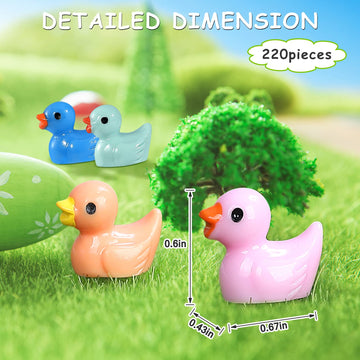 JIUZHU 220 Pcs Mini Resin Duck Birthday Party Miniature Figure Landscape Aquarium DIY Decoration Bonsai Interior Christmas Fairy