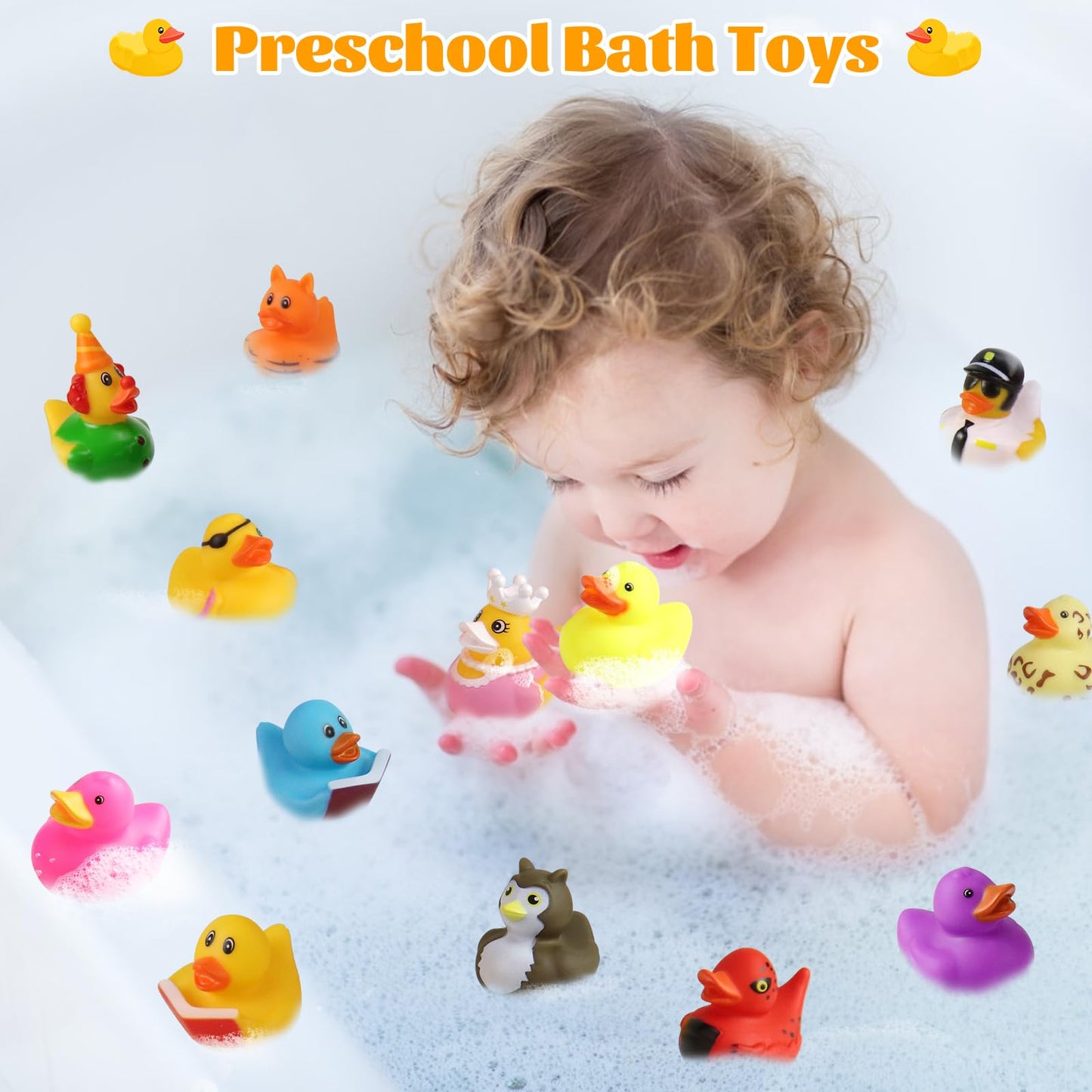 Motiloo 30 Pcs Rubber Ducks For Jeep Ducking, Assorted Floater Jeep Ducks For Ducking For Kids, Baby Rubber Ducks In Bulk Bath Toy, Party Favors Baby Birthday Shower Classroom Incentives