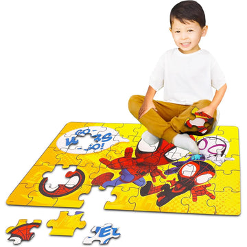 Marvel Amazing Spiderman Floor Puzzle - Bundle with 46 Piece Spidey and Friends Puzzle, Stickers and More | Spidey and His Amazi