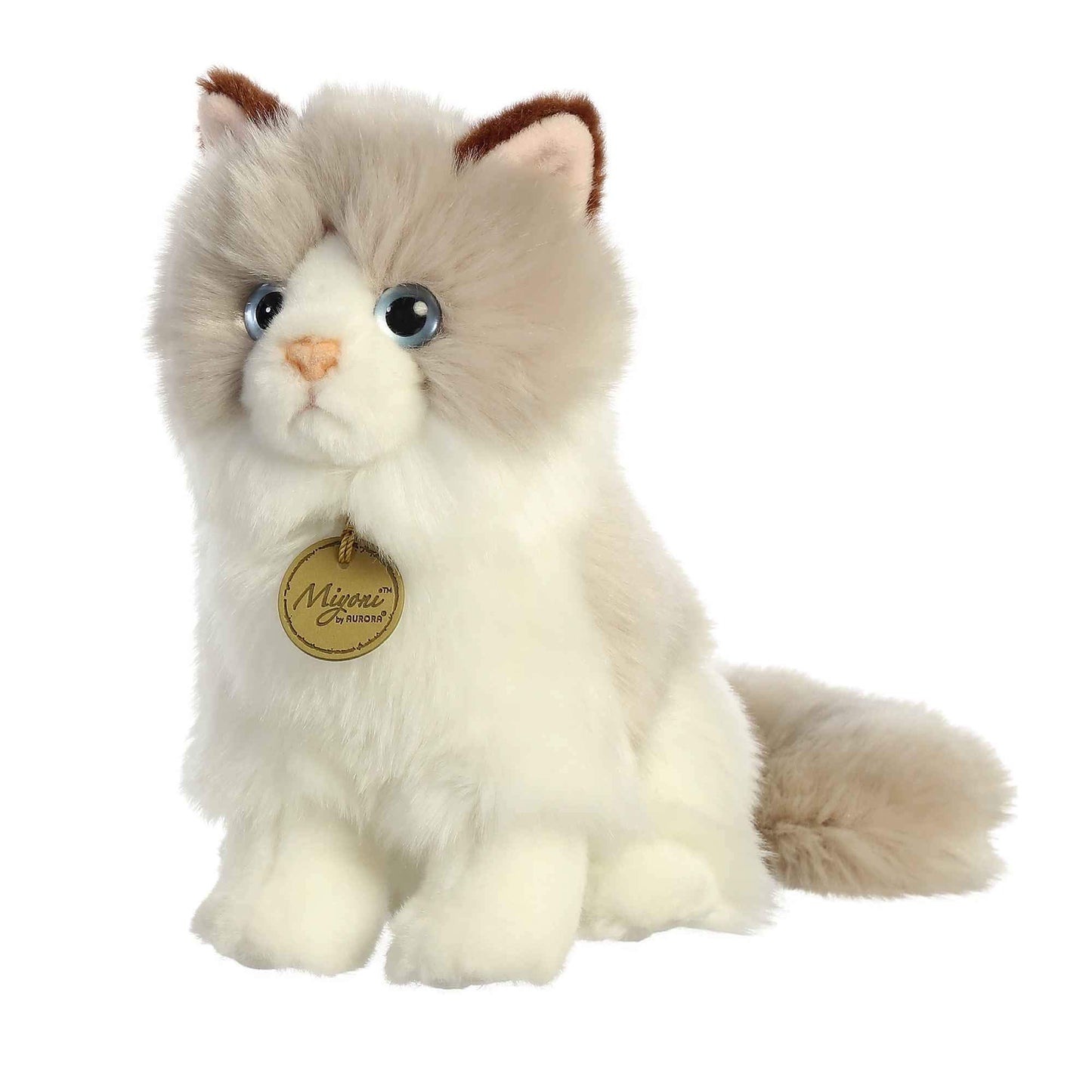 Aurora® Realistic Miyoni® Ragdoll Cat Stuffed Animal - Lifelike Detail - Cherished Companionship - White 9 Inches