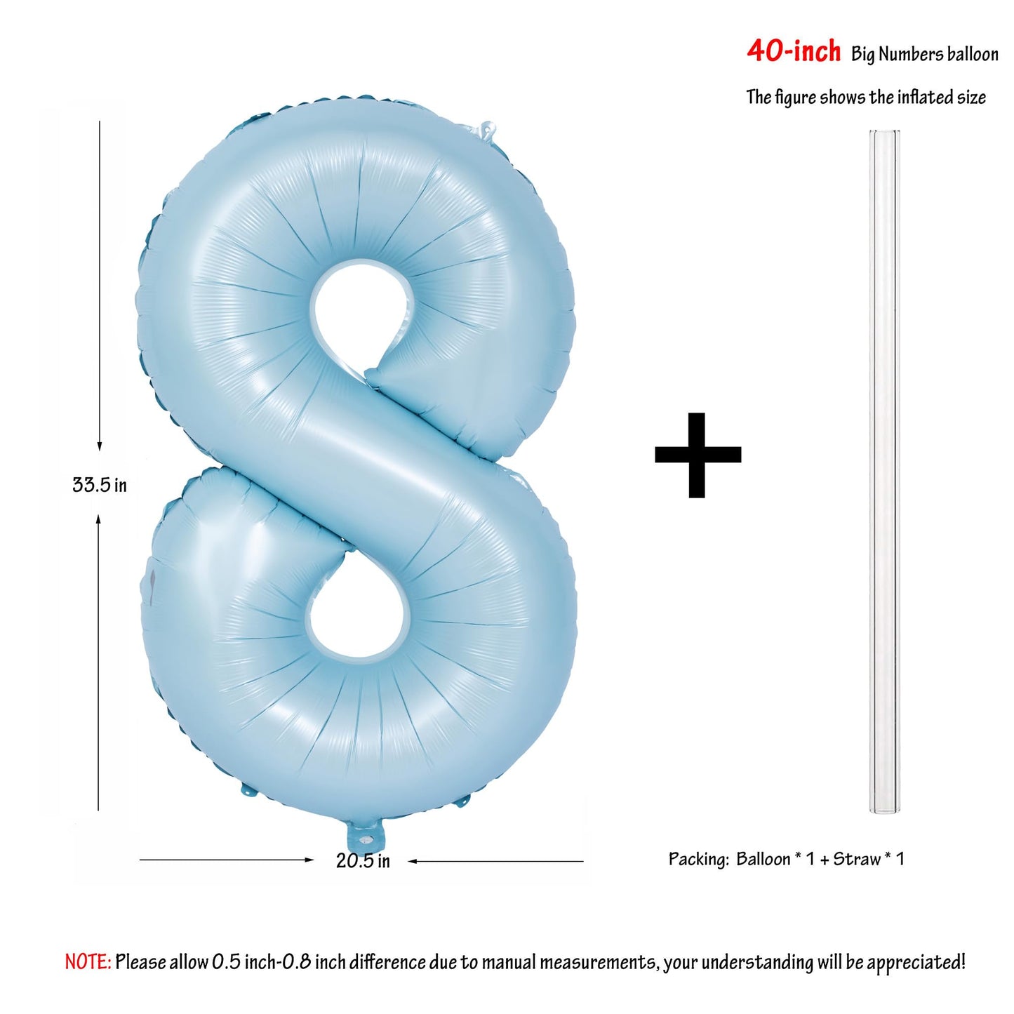 40 In Matte Blue Number Balloons Helium Foil Mylar Balloon Birthday Party Banquet Decoration Digital 8