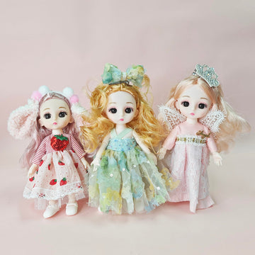Sufeasdf 3 Pcs 6 Inch Princess Girl Mini Dolls, Small Princess Dolls, Little Girl Miniature Dolls for 3+ Year Old Girls