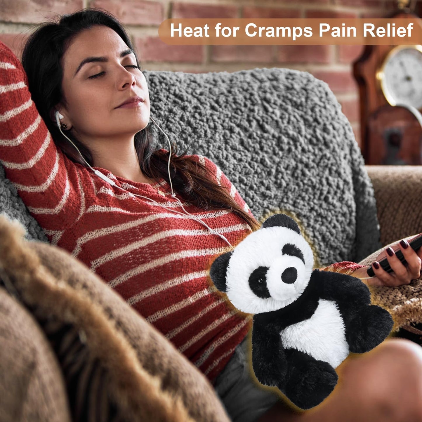 Suzzipals Warmable Panda Stuffed Animals, Microwave Heating Pads For Cramps, Anxiety & Stress Relief, Cuddly Panda Plushies With
