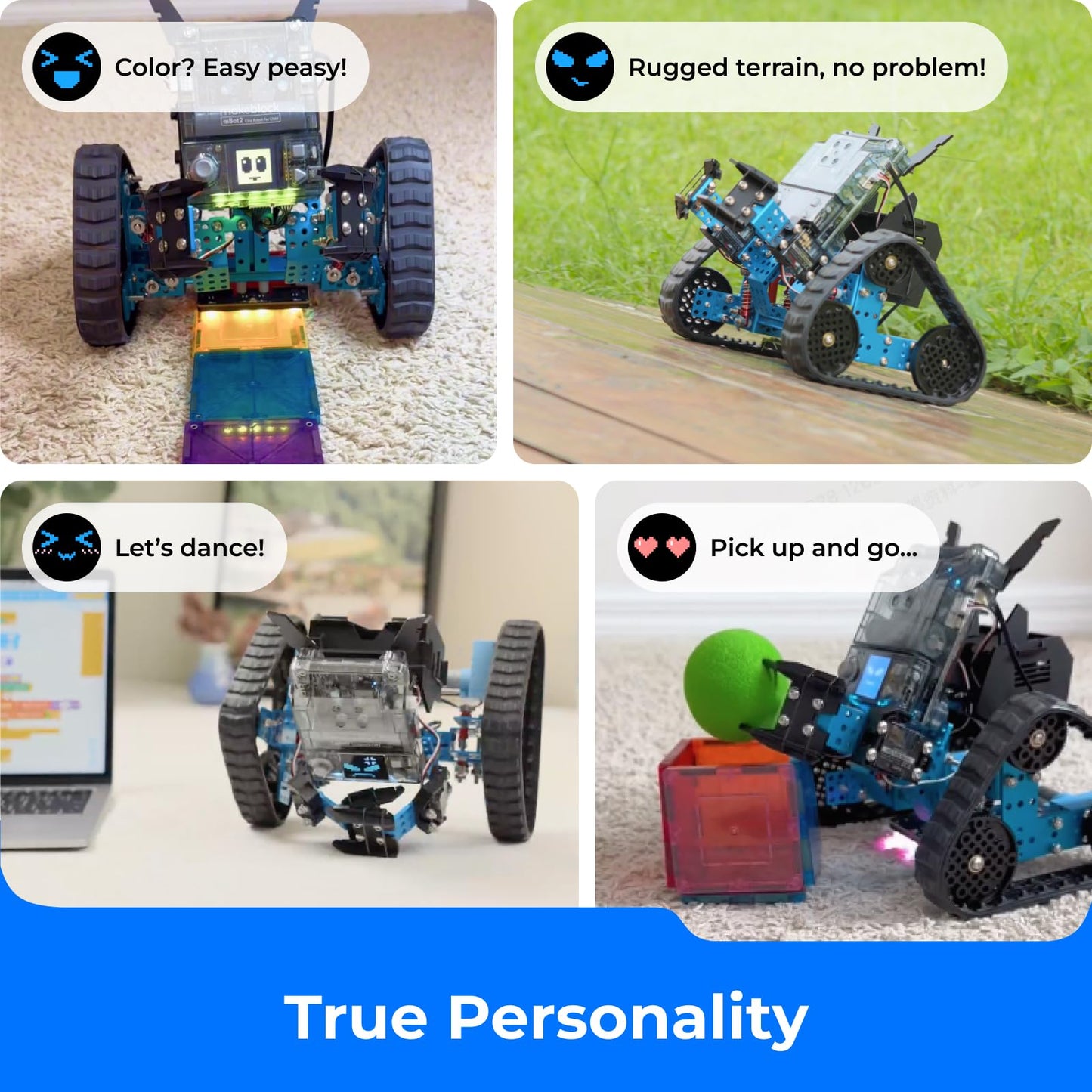 Makeblock mBot2 Rover Robotics Kit, Interactive Emo Robot for Coding Learning and Outdoor Play, Remote Control Coding Robot for