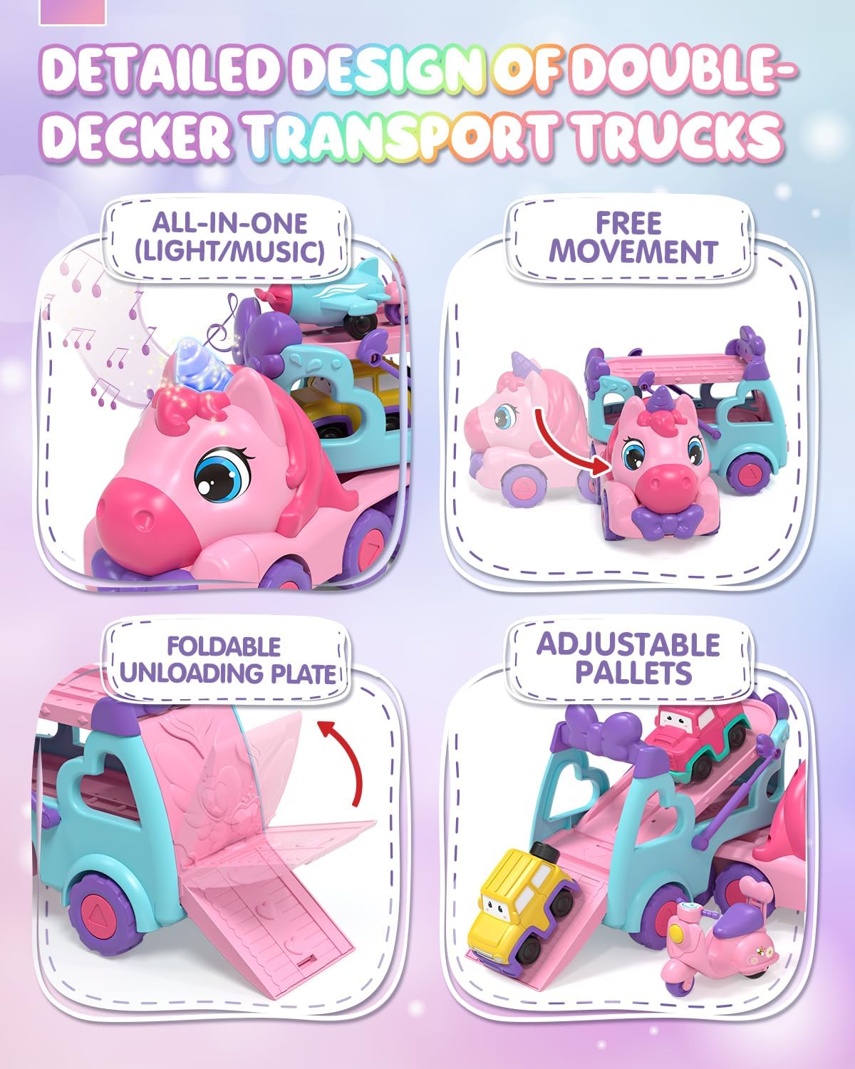 Lehoo Castle Toddler Girl Toys, 2 Year Old Girl Toys with Lights & Music, Toddler Toys 2-3, Unicorn Toys Girl Cars for Toddlers