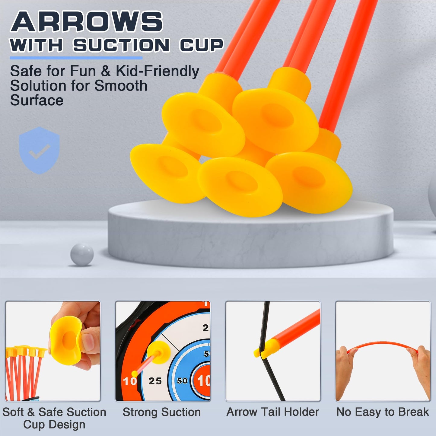 Handwell LED Light Up Archery Toy Set for Kids, 10 Suction Cup Arrows, Red, Indoor/Outdoor, Model 988-685A1, Ages 3-12
