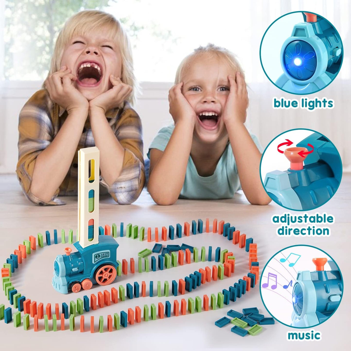 200 Pcs Domino Train Toy Set With Stickers, Dominos Train For Kids Boys Girls, Electric Dominoes Machine Train Toy Set, Birthday