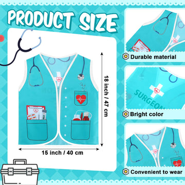 Panitay 12 Pcs Kids Community Helper Dress Up Vest Career Cosplay Cloth Toddlers Occupation Role Play Costume Supplies (Surgeon)