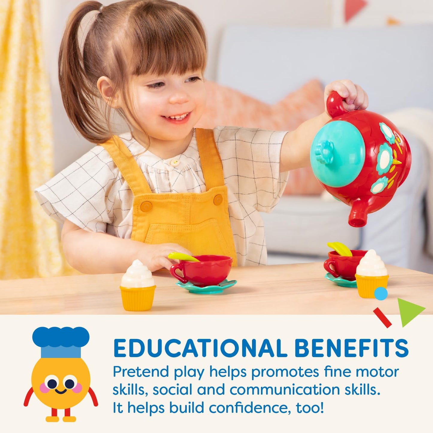 Battat - Pretend Play Tea Set - Singing Teapot - Musical Toddler Toys - Toy Tea Cups & Saucers - 3 Years + - Musical Tea Set