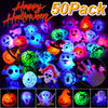 Coluans 50P Halloween LED Ring Light Up Rings - Glow in the Dark Party Favors for Kids, Non-Candy Gift Bag Fillers, NEW VERSION
