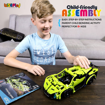 WISEPLAY Remote Control Car Building Kit, 453PCS STEM Toy for Kids 8-10, Green Arrow - Perfect Gift for Boys & Girls