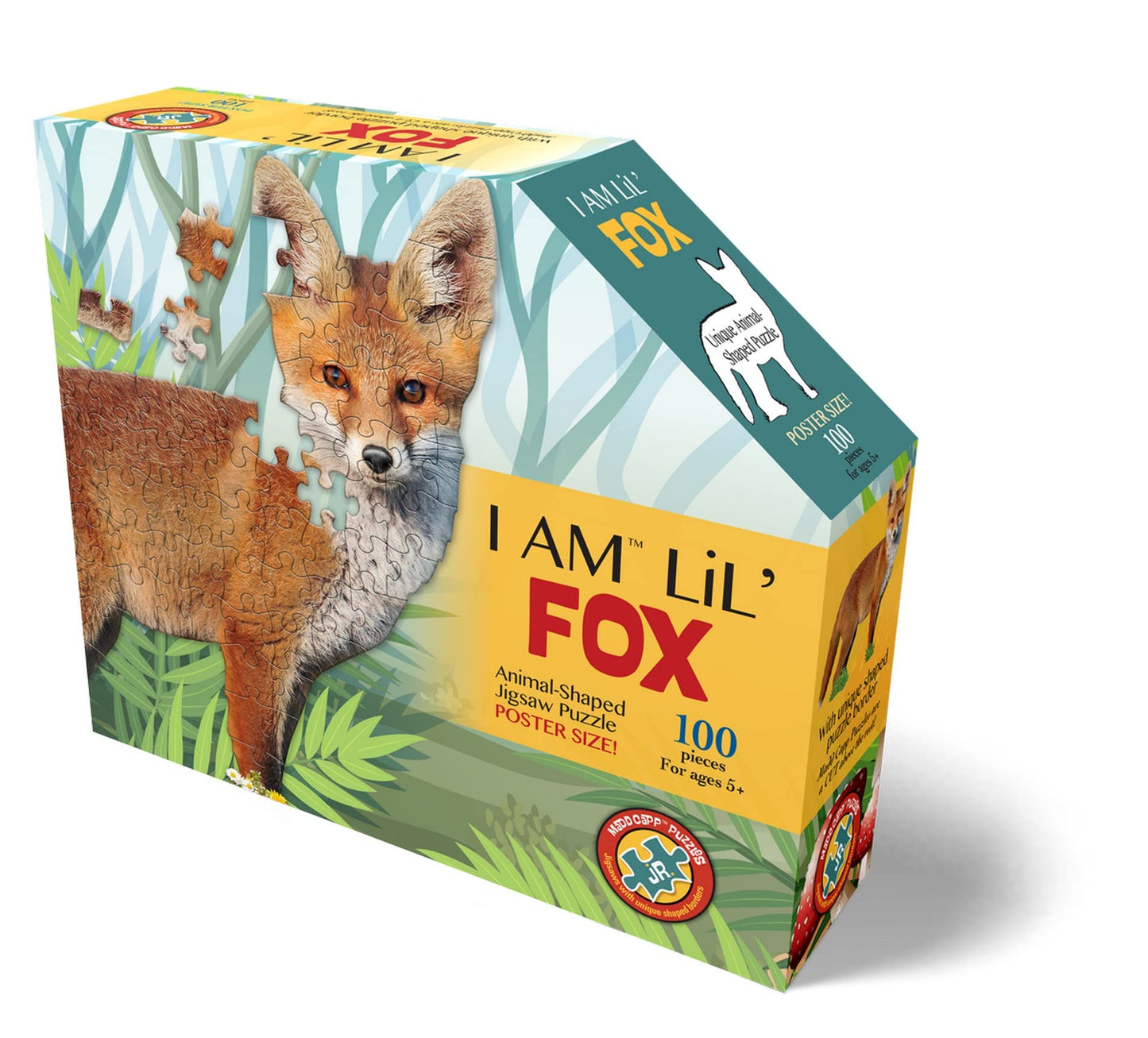 Madd Capp Puzzles Jr. - I Am Lil    Fox - 100 Pieces - Animal Shaped Jigsaw Puzzle