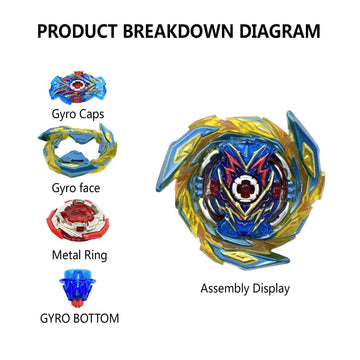 Hozuumo Bey Battling Top Burst Gyro Toy Set, With Gyro Launchers And Handle Combat Battling Game, Gift For Kids Children, B-187+