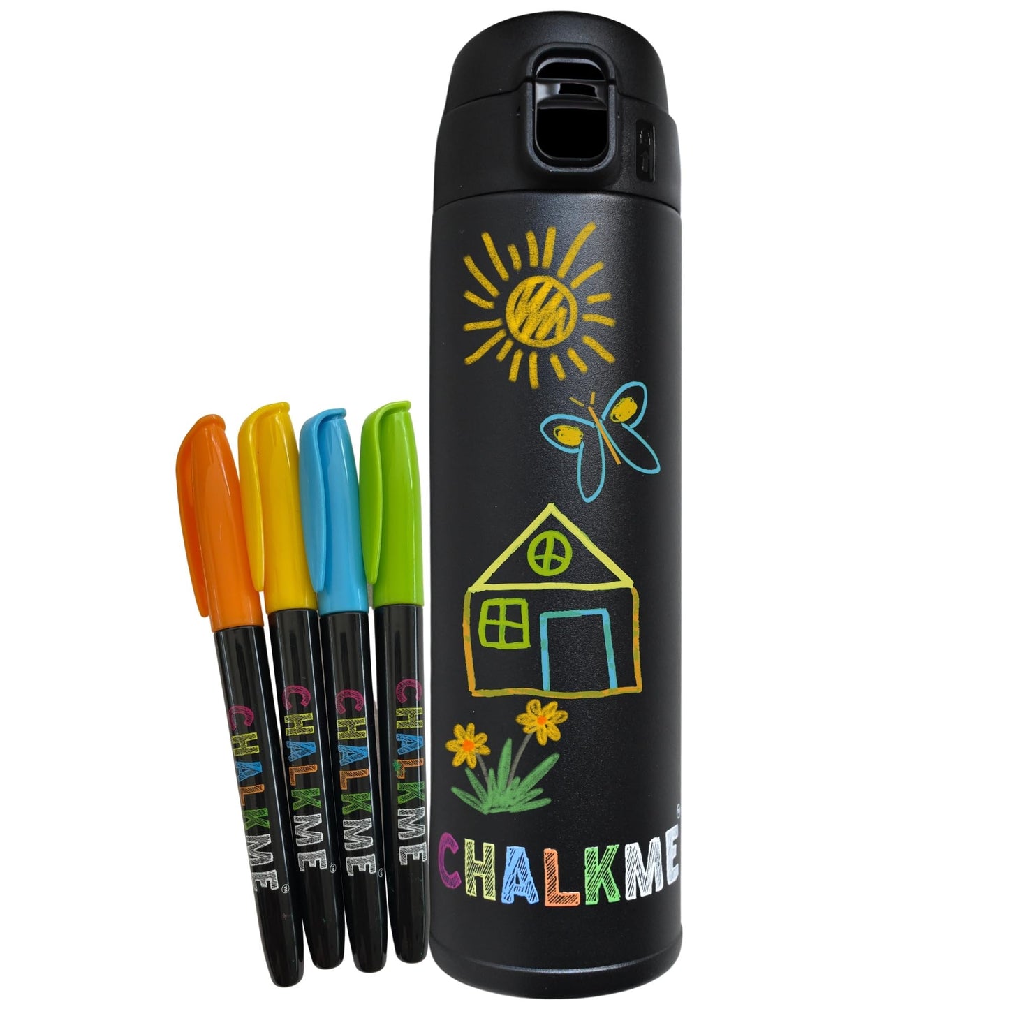 Chalkme Kids Craft Water Bottle - 16Oz Stainless Steel, Decorate Your Own Water Bottle, Diy Toy Gifts, Art & Craft Kit For Girls