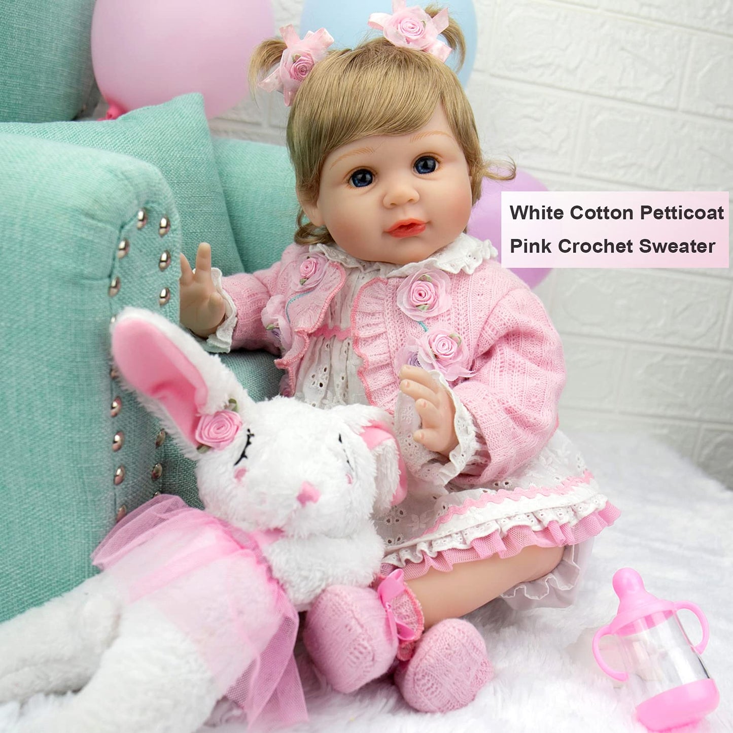 Milidool Lifelike Reborn Baby Dolls Girl - Realistic Newborn Girl Dolls Realistic Silicone Baby Dolls Girl Real Baby Doll Packaged With Bunny Toy Feeding Toy Accessories Gift Set For Kids Age 3+