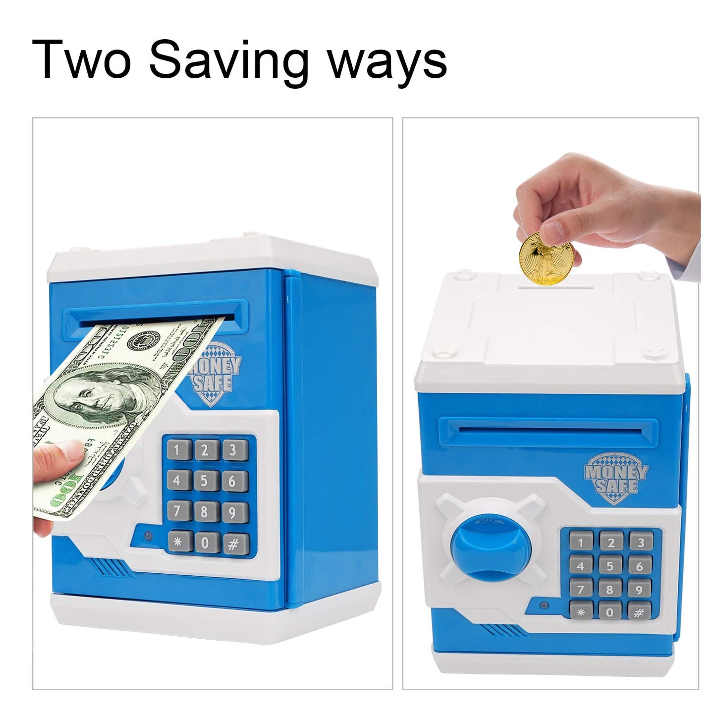 Adevena Electronic Piggy Bank, Mini ATM Password Money Bank Cash Coins Saving Box for Kids, Cartoon Safe Bank Box Perfect Toy Gi