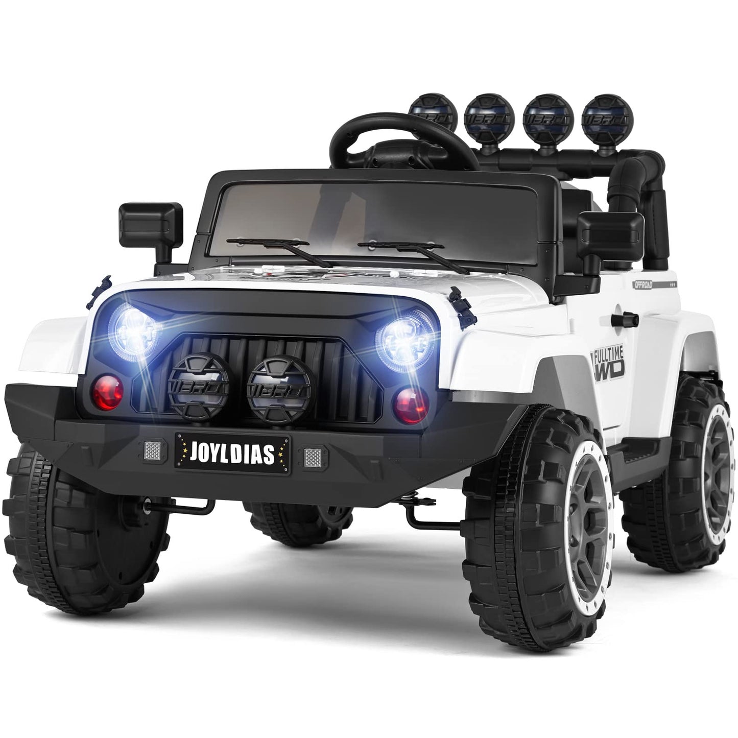 JOYLDIAS Kids Ride On Truck with Storage Space, 12V Childrens Electric Car with 2.4G Parental Remote Control, Music, Bluetooth,