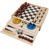 Juegoal 7-In-1 Wooden Board Game Set For Kids Adults, Tabletop Combo Classic Travel Portable Board Games (Chess, Checkers, Chinese Checkers, Backgammon, Parcheesi, Snakes And Ladders, Tic Tac Toe)