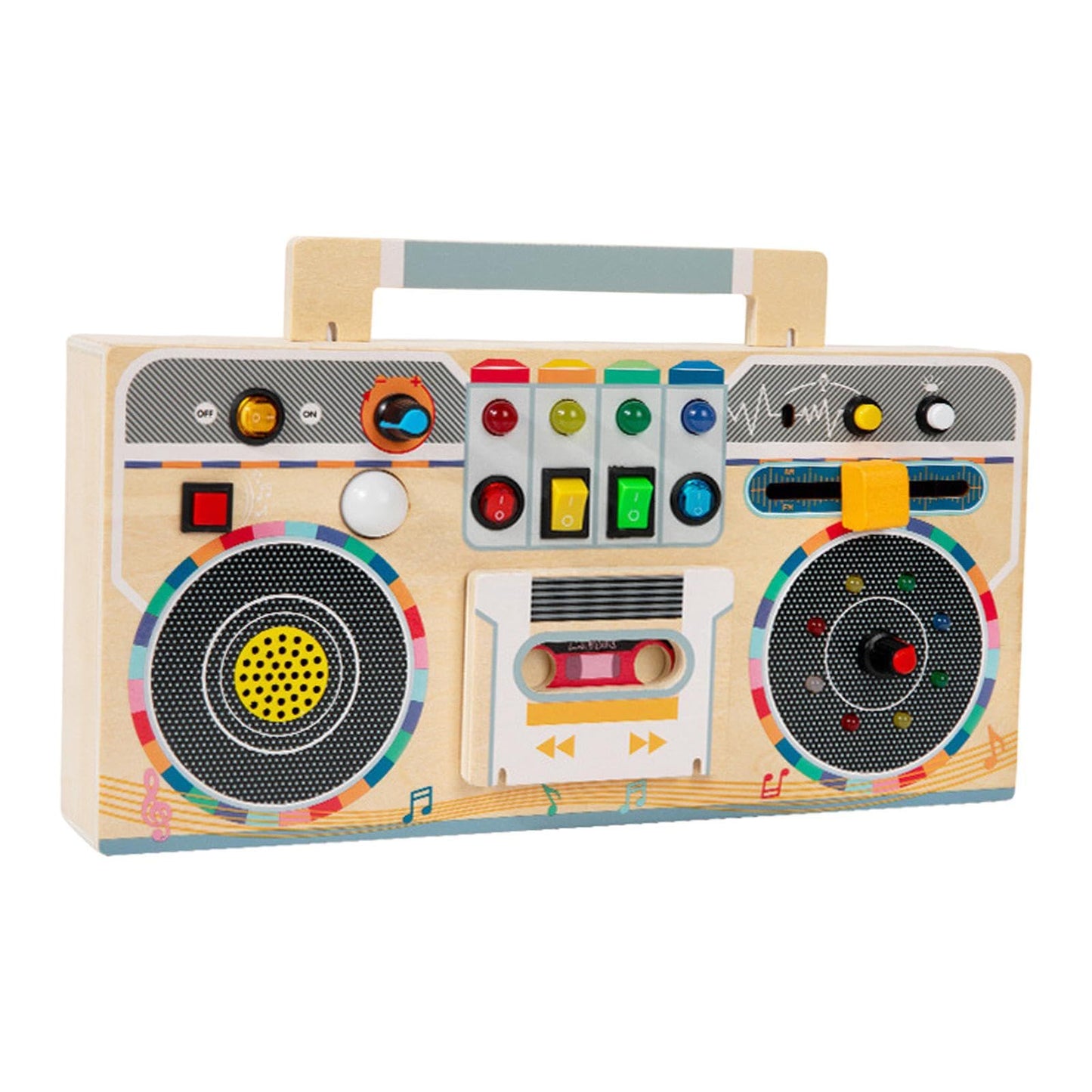 Merishopp Kids Busy Board Activity Board Child Gift Preschool Wooden Radio Sensory Toy