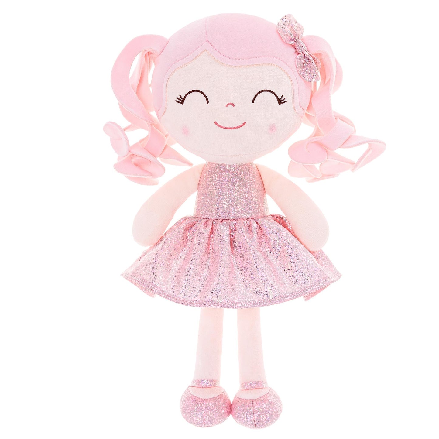 Gloveleya Baby Dolls Soft Snuggly Doll First Baby Girl Gifts Plush Doll With Sparkling Dress Pink 12Inches Pearlescent Series