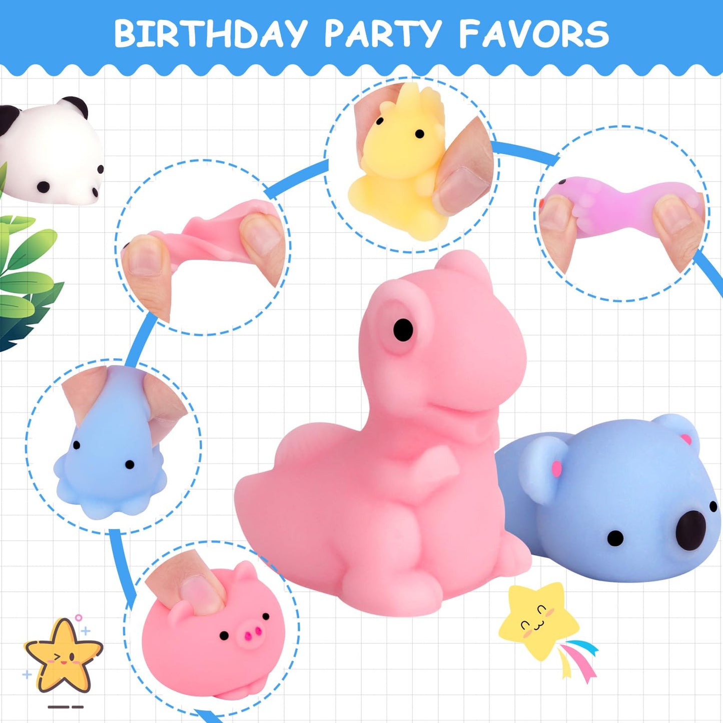 Pokonboy 25Pcs Mochi Squishy Toys, Mini Kawaii Squishies Animals With Storage Bag Party Favor For Kids Stress Relief Toys Classroom Prizes Easter Basket Stuffers For Boys And Girls Age 3+