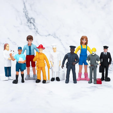 Onest 9 Pieces Little People Figurines Hand Painted People Action Figures Toys Realistic Detailed Policeman Pilot Fireman Mailman Chef Figurine Model Toys For Kids Toddlers