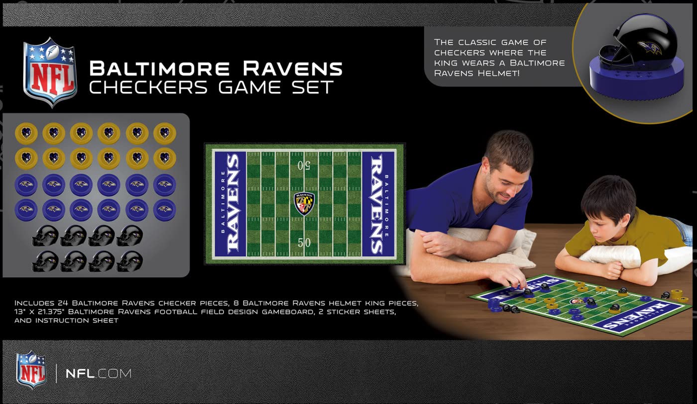 Masterpieces Officially Licensed Nfl Baltimore Ravens Checkers Board Game For Families And Kids Ages 6 And Up