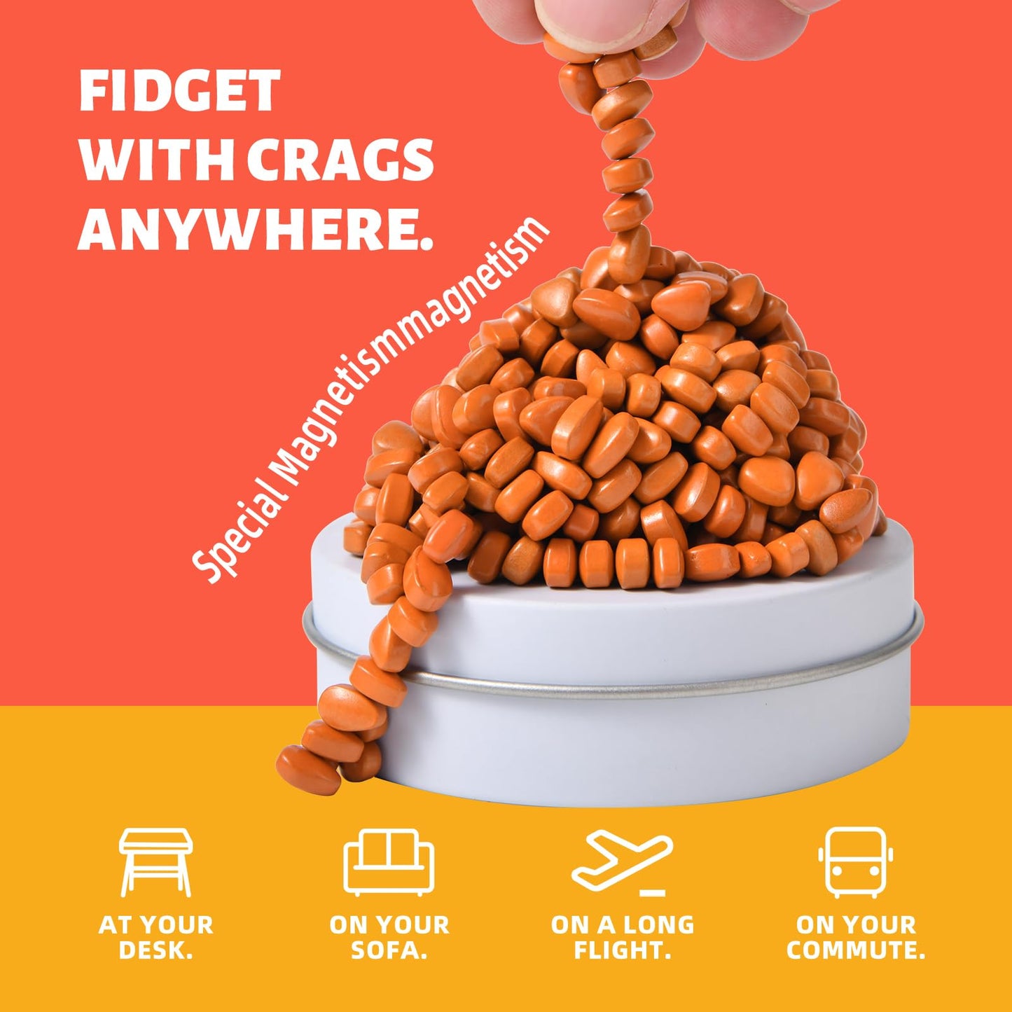 Lcvuuk Magnetic Ferrite Putty Rocks,Orange More Than 300 Weak Magnetic Smooth Ferrite Pebbles, Magnet Rock Desk Toys And Time-Ki