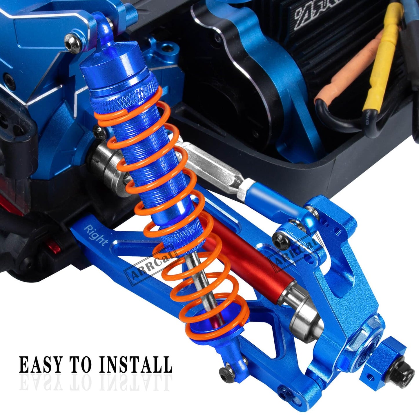 4Pcs Big Bore Front Rear Aluminum Shocks For Big Rock 3S, Typhon 4X4 Rc Truck - Navyblue