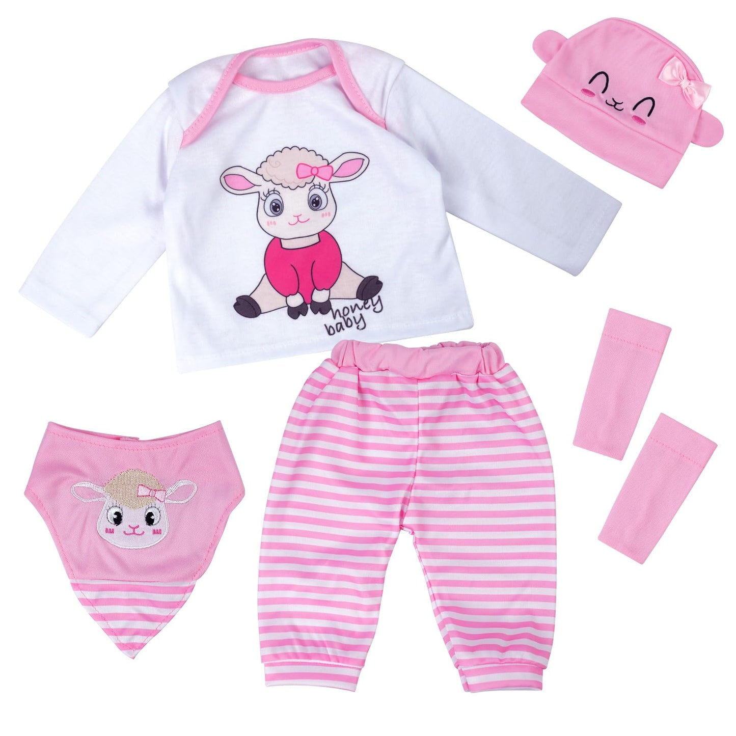 Babeside 5 Pcs Reborn Baby Doll Clothes 20 Inch Outfit Accessories Set For Reborn Baby Dolls 17-22 Inch Baby Dolls Girls Baby Cl