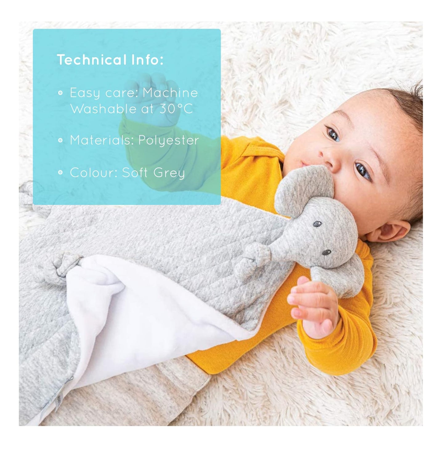 Nattou Tembo Elephant Doudou Blanket - Soft Grey Security Lovey for Newborn Boys & Girls, 11 inches Snuggle Toy & Stuffed Animal